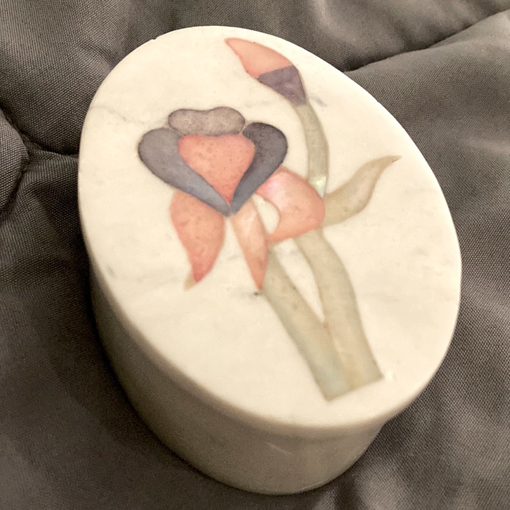 Vintage Trinket Box - Soapstone and Abalone